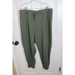 Banana Republic‎ Womens Joggers XL Olive Green Drawstring Zipper Ankle Casual